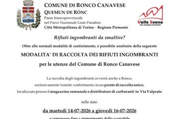 Avviso di raccolta dei rifiuti ingombranti - Ronco Canavese